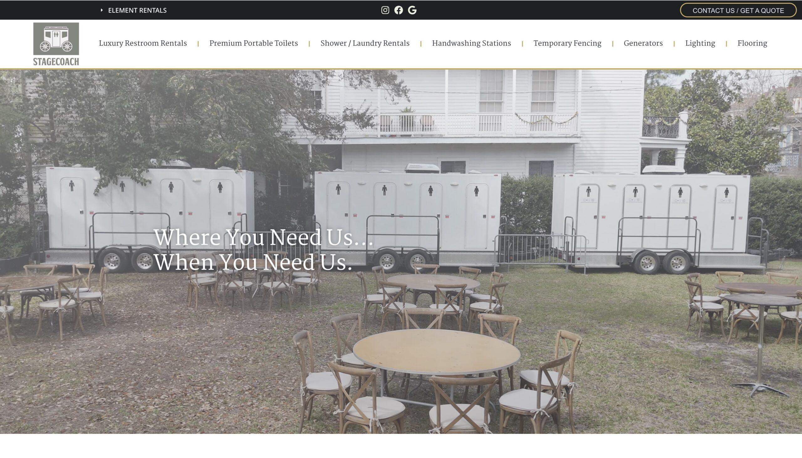 event rental website design